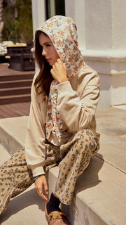 Floral Tie Hood Sweatshirt