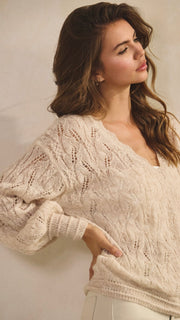 Lace Pattern V-Neck Sweater