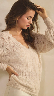 Lace Pattern V-Neck Sweater