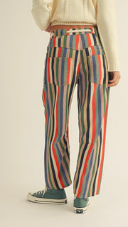Multi-Stripe Rope Tie Waist Slouch Pants