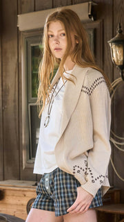 Horse Pattern Shawl Collar Cardigan