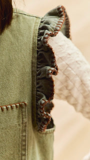 Blanket Stitch Ruffle Shoulder Vest