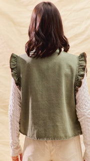 Blanket Stitch Ruffle Shoulder Vest