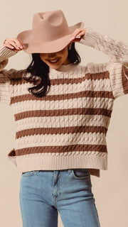 Cable Knit Stripe Sweater