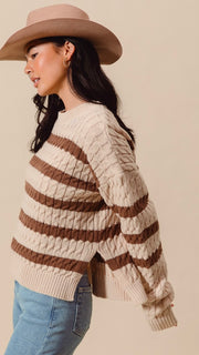 Cable Knit Stripe Sweater