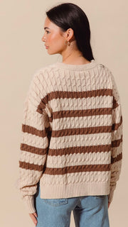 Cable Knit Stripe Sweater