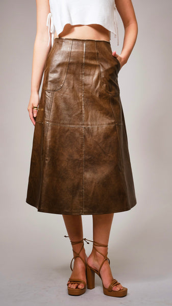 Vegan Leather Pinked Edges Skirt