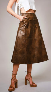 Vegan Leather Pinked Edges Skirt