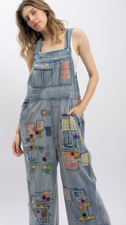 Boho Patchwork+Embroidered Overalls