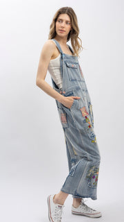Boho Patchwork+Embroidered Overalls