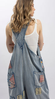 Boho Patchwork+Embroidered Overalls