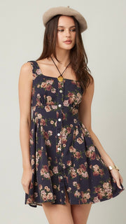 Floral Stonewash Stretch Twill Dress