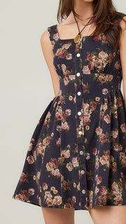 Floral Stonewash Stretch Twill Dress