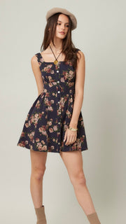 Floral Stonewash Stretch Twill Dress