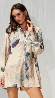 Floral Long Sleeve Romper w/Pockets