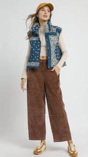 Bandana Scallop Hem Quilted Vest