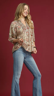 Paisley Floral Smocked Boho Top