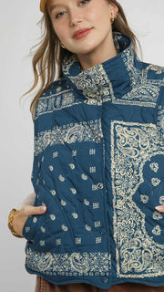 Bandana Scallop Hem Quilted Vest