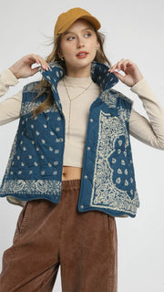 Bandana Scallop Hem Quilted Vest