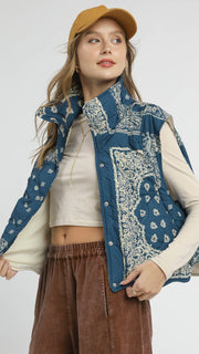 Bandana Scallop Hem Quilted Vest