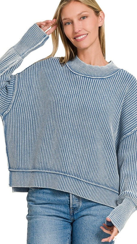Mineral Wash Cotton Slouch Sweater 2