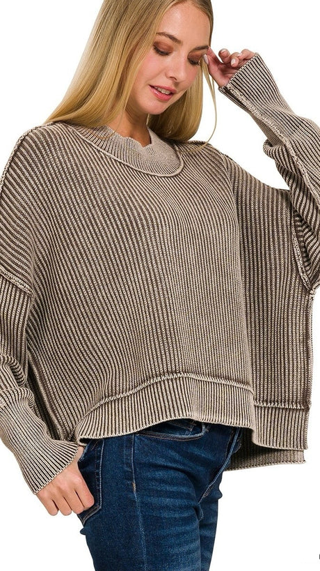 Mineral Wash Cotton Slouch Sweater 2