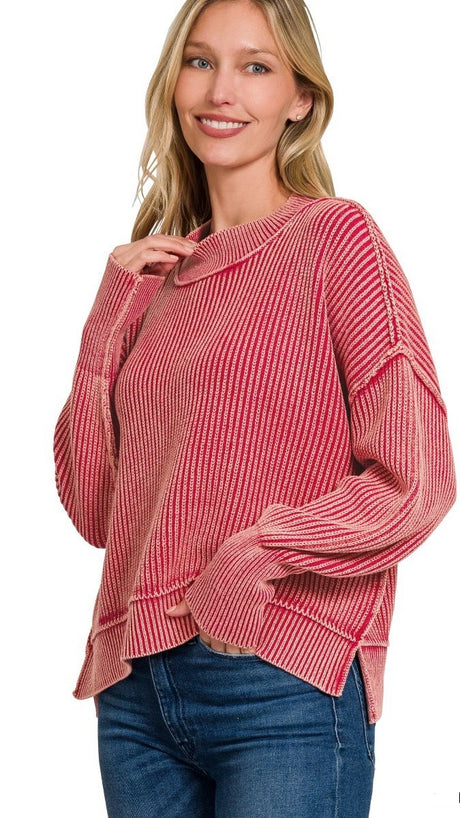 Mineral Wash Cotton Slouch Sweater