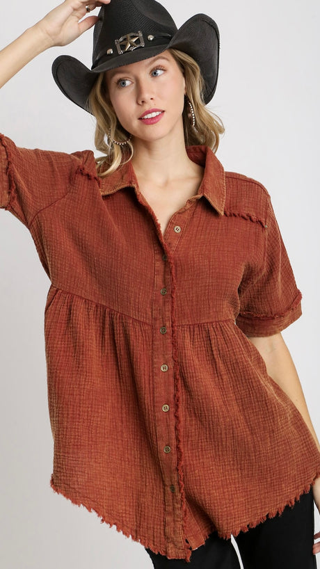 Cotton Gauze Tunic Length Top
