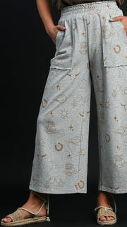 Western Print Wide Leg Pants