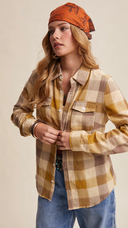 Woven Cotton Plaid Top