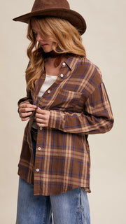 Plaid Western Cotton Woven Top