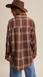 Plaid Western Cotton Woven Top