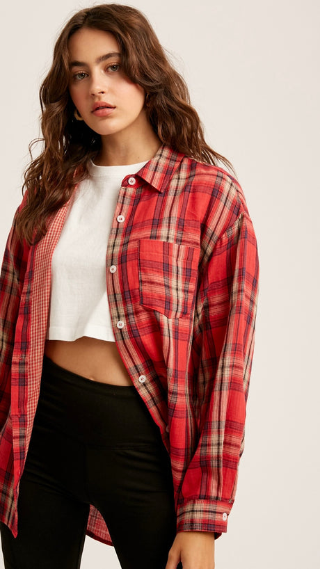 Plaid Western Cotton Woven Top