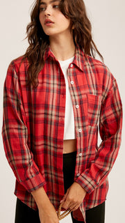Plaid Western Cotton Woven Top