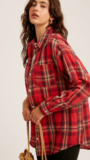 Plaid Western Cotton Woven Top