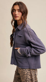 Washed Cotton Knit Utility Jacket