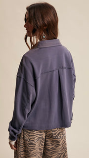 Washed Cotton Knit Utility Jacket