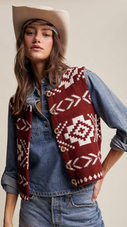 Southwest Button Front Sweater Vest