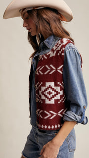 Southwest Button Front Sweater Vest