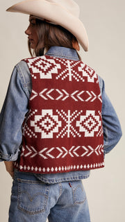 Southwest Button Front Sweater Vest