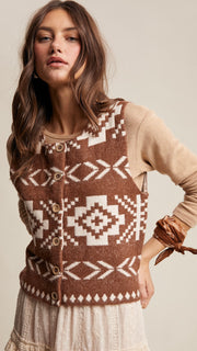 Southwest Button Front Sweater Vest 2