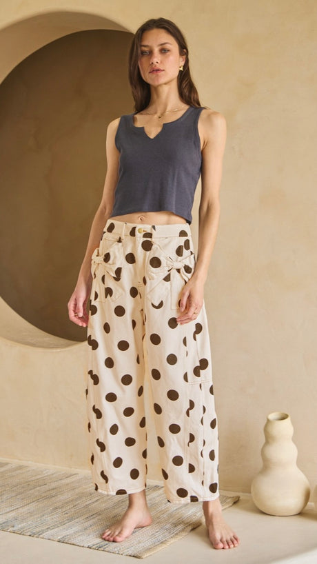 Big Dot Bow Pocket Barrel Jeans