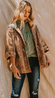 Bandana Print Slouch Hooded Jacket