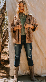 Bandana Print Slouch Hooded Jacket