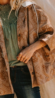 Bandana Print Slouch Hooded Jacket