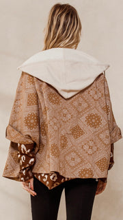 Bandana Print Slouch Hooded Jacket