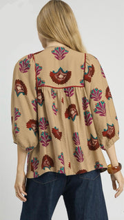 Boho Bouquet Smocked Bib Top