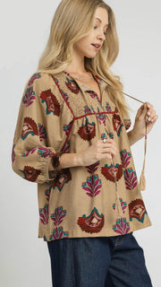 Boho Bouquet Smocked Bib Top