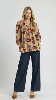 Boho Bouquet Smocked Bib Top