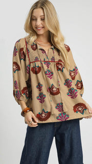 Boho Bouquet Smocked Bib Top